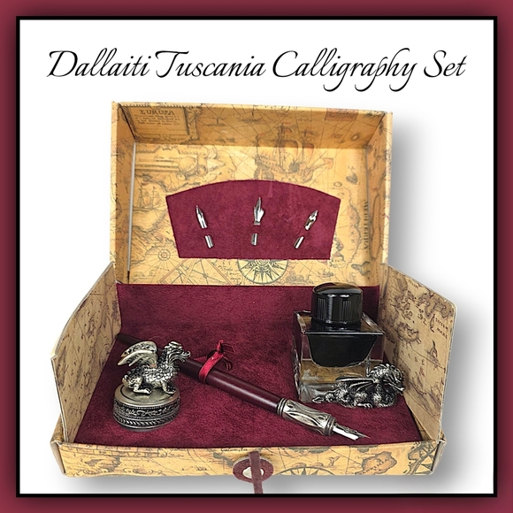 Dallaiti Calligraphy Set With Inkwell and Nibs NEW - Picture 1 of 12